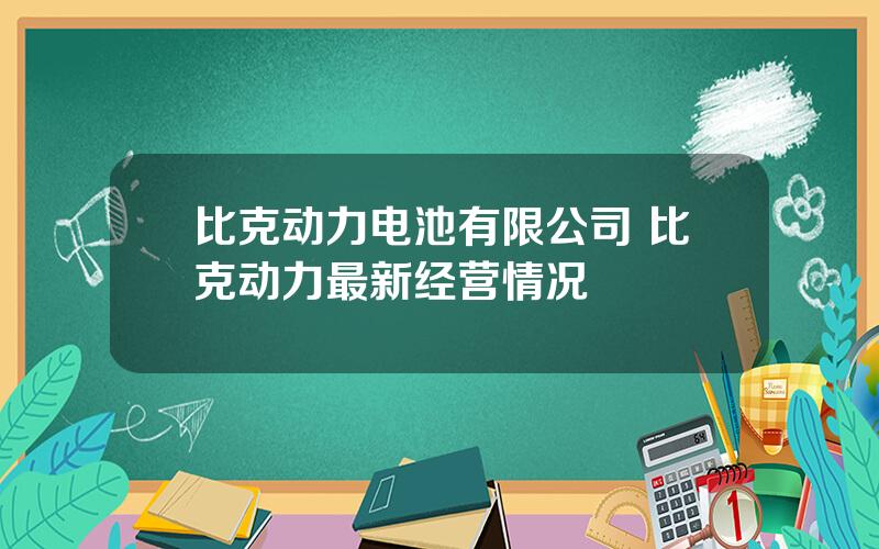 比克动力电池有限公司 比克动力最新经营情况